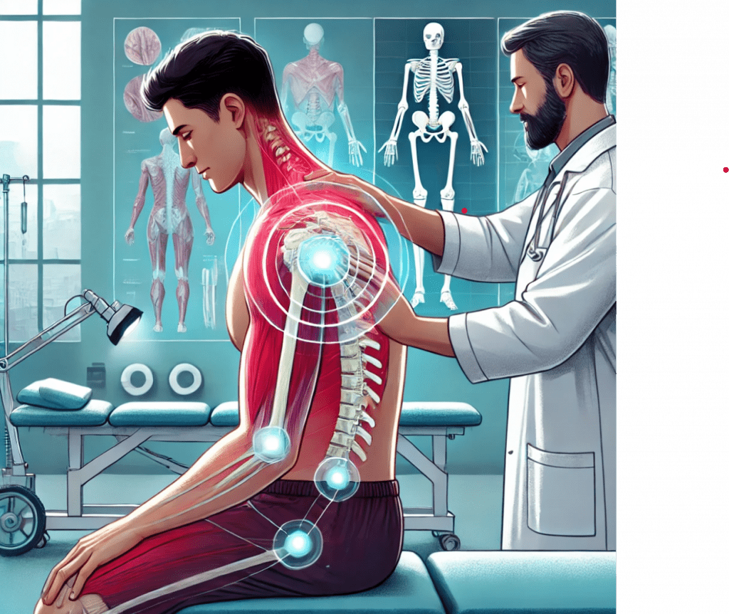 Dolor de hombro tratado con osteopatía en fisioterapia.