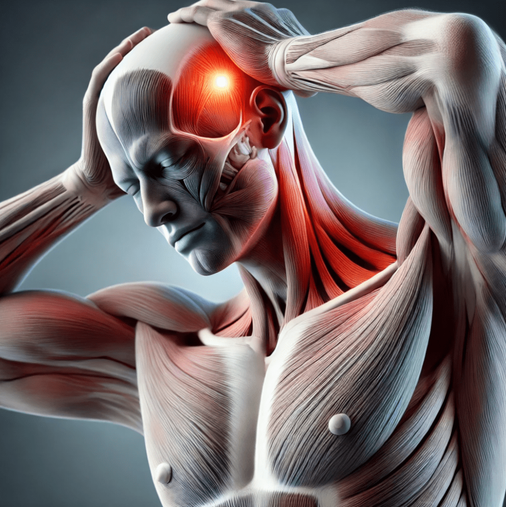 Terapia de puntos gatillo en el músculo trapecio y el dolor de cabeza y migrañas